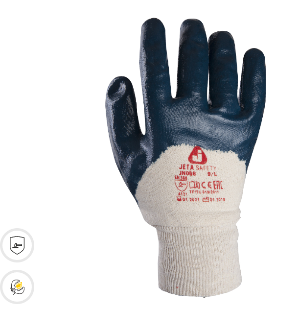 Перчатки для тяжелой работы с нитриловым покрытием на 3/4 JETA SAFETY JN066