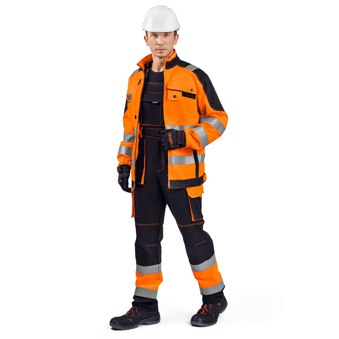 Костюм сигнальный МастВижн 2 (куртка/пк) флуоресцентный оранжевый/черный, тк.смесовая, муж.