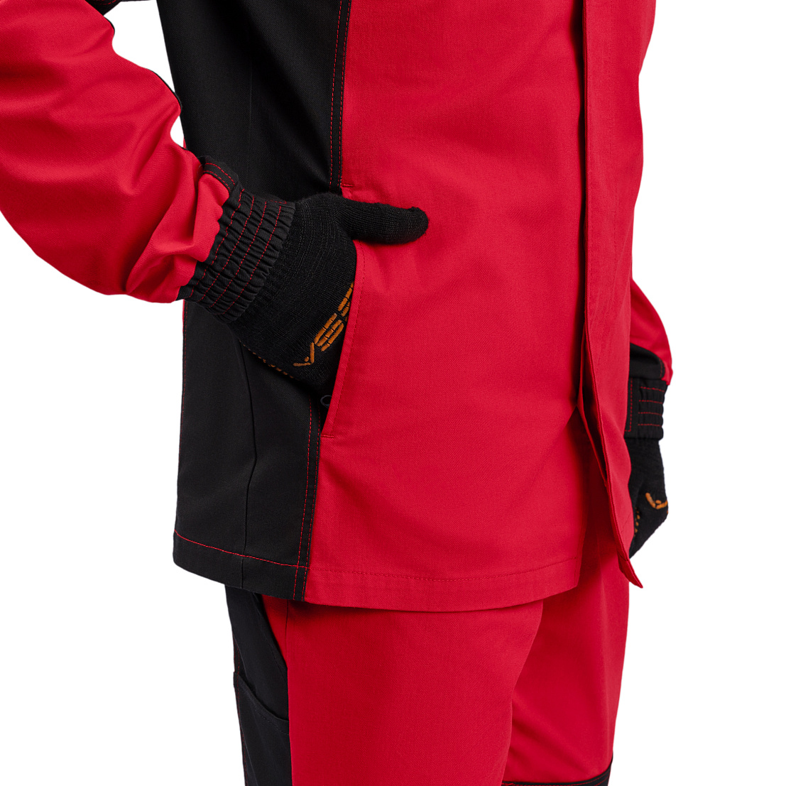 Костюм ВЯТКА (куртка/пк) красный/черный, тк.смесовая, муж.