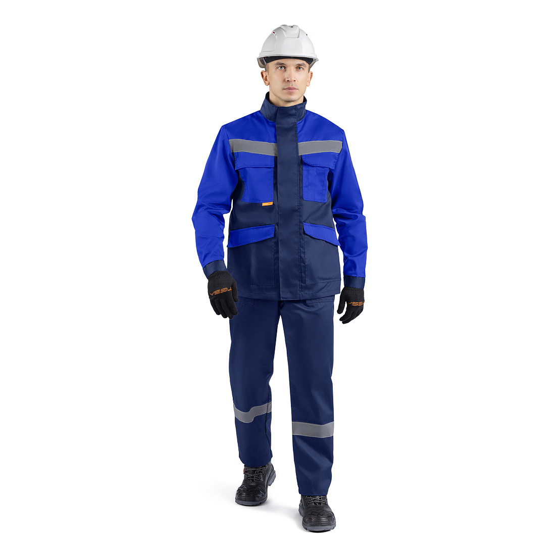 Костюм УРАЛ (куртка/брюки) т.синий/василек, тк.смесовая, муж.