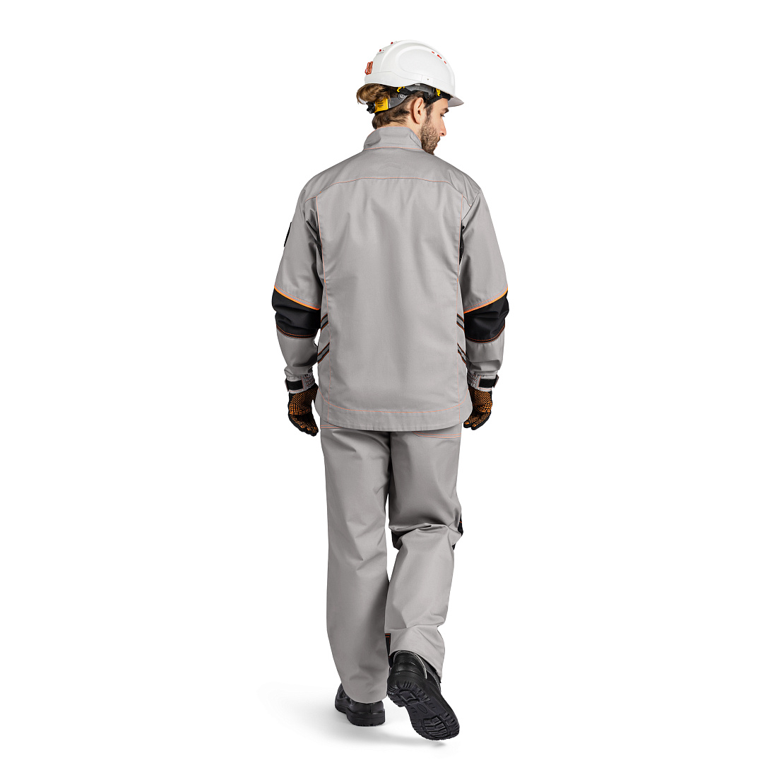 Костюм АРАКС (куртка/брюки) св-серый/черный/оранжевый,тк.смесовая, муж.